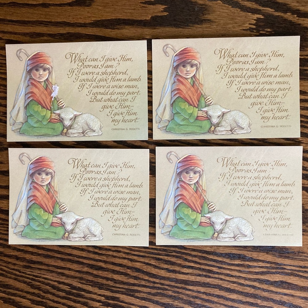 4 Joyfully Yours Christmas Traditions Shepherd Lamb Greeting Cards Envelopes